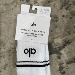 ALO Yoga White and Black Half-Crew Socks